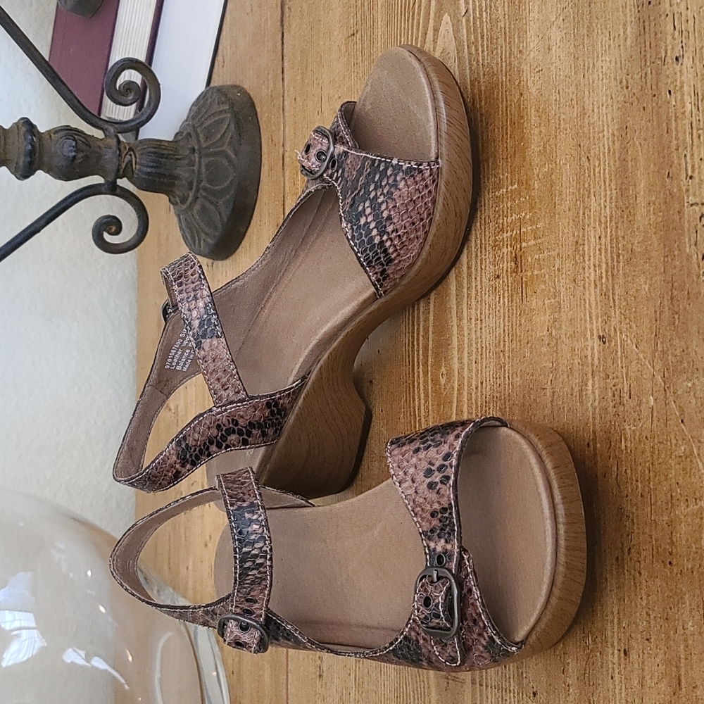 Dansko Snakeskin Platform Strappy Sandals